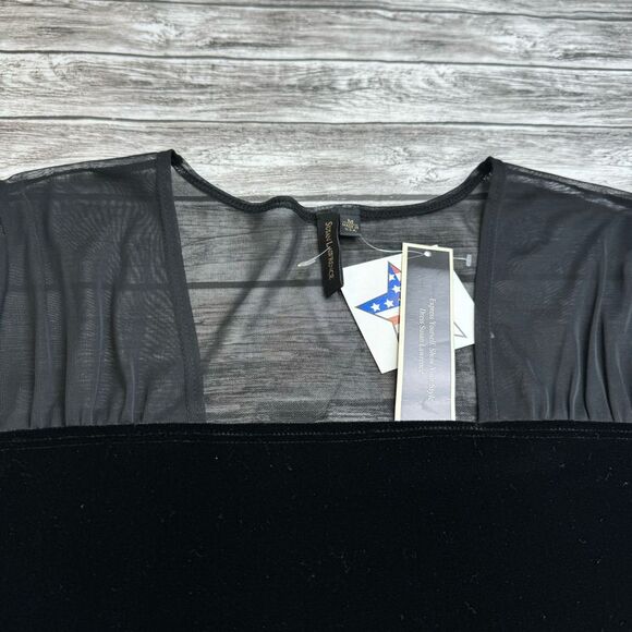 Susan Lawrence Women's Pullover Black Velour Mesh Blouse M Med Medium Bubble NWT - Picture 3 of 13
